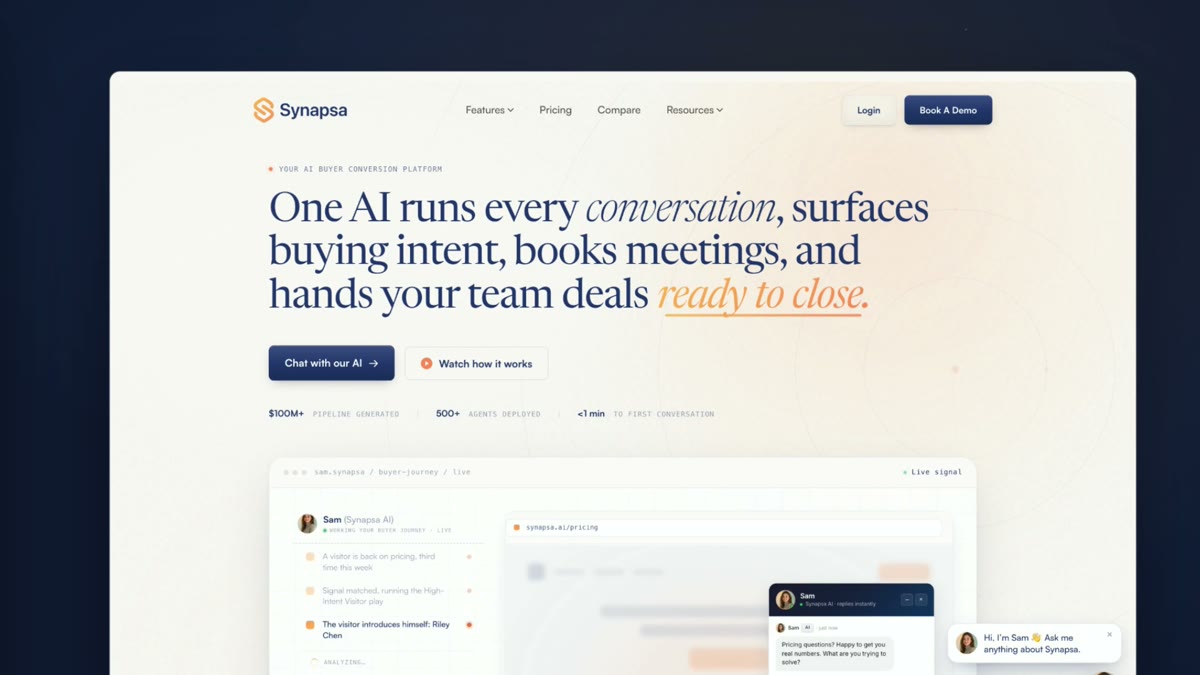 A finished production website appearing from a one-line request